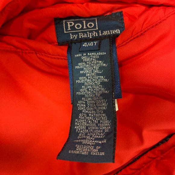 Polo Ralph Lauren Youth Vest Classic Pony Reversible Zip Puffer Navy Sz 4/4T - Picture 10 of 11